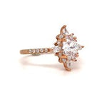 Load image into Gallery viewer, 14K Starburst Diamond Engagement Ring, IGI Certified Diamond, 14K Gold, Vintage Dainty Ring, Art Deco Cluster Anniversary Ring,