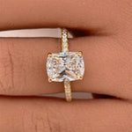 Load image into Gallery viewer, 2.50 Elongated Cushion Cut Lab Grown Engagement Ring, 14k Solid Gold, Solitaire Long Cushion Cut Lab Diamond Ring, IGI Certified Diamond