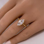 Load image into Gallery viewer, 1.50ct Marquise Diamond Engagement Ring, 14k Gold, Art Deco Band, Dainty Marquise Bridal Ring, Marquise Lab Diamond