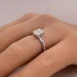 Load image into Gallery viewer, 1.00ct Emerald Cut Diamond Engagement Ring, Emerald Cut Solitaire Ring, Genuine Lab Diamond IGI Certified, 14k Gold, Diamond Emerald Cut