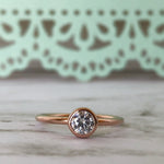 Load image into Gallery viewer, 1/2ct Bezel Engagement Ring Rose Gold Vermeil Diamond Minimalist