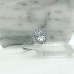 Load image into Gallery viewer, 3.50ct Oval Diamond Halo Engagement Ring, Simulated Diamond Oval Halo Ring, Oval Statement Ring, Sterling Silver, Gold Vermeil / OLIVIA