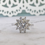 Load image into Gallery viewer, 1.85ct Flower Diamond Engagement Ring, Flower Wedding Ring, Simulated Diamond Flower Cluster Ring, Art Deco Snowflake Ring