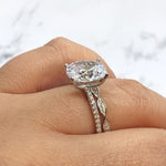 Load image into Gallery viewer, 3.85ct Oval Solitaire Engagement Ring Set, Oval Diamond Ring Set, Oval Wedding Ring Set, Bridal Ring Set
