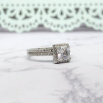 Load image into Gallery viewer, 1.25ct Princess Diamond Engagement Ring Set, Half Eternity Fitted Band, Square Halo Diamond Ring, Minimalist Princess Cut Wedding Ring