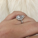 Load image into Gallery viewer, 3.00ct Pear Art Deco Halo Engagement Ring, Pear Art Deco Proposal Ring, Simulated Diamond, Sterling Silver, Bridal Ring Art Deco Ring