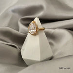 Load image into Gallery viewer, 3.00ct Pear Art Deco Halo Engagement Ring, Pear Art Deco Proposal Ring, Simulated Diamond, Sterling Silver, Bridal Ring Art Deco Ring