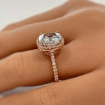 Load image into Gallery viewer, 5.00ct Diamond Cushion Cut Engagement Ring, Cushion Halo Wedding Ring, Cushion Simulated Diamond Ring, Sterling Silver with Vermeil