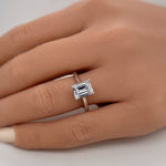 Load image into Gallery viewer, 1.75ct Emerald Cut Engagement Ring, Emerald Solitaire Ring, Simulated Diamonds, Sterling Silver, Gold, Rose Gold Vermeil, Dainty Minimalist