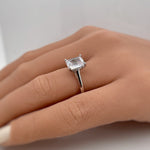 Load image into Gallery viewer, 1.75ct Emerald Cut Engagement Ring, Emerald Solitaire Ring, Simulated Diamonds, Sterling Silver, Gold, Rose Gold Vermeil, Dainty Minimalist