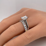 Load image into Gallery viewer, 1.75ct Emerald Cut Engagement Ring Set, Baguette Band, Simulated Diamonds, Emerald Cut Set, Sterling Silver with Vermeil, Minimalist Set