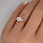 Load image into Gallery viewer, 3 Diamond Engagement Ring, Triple Stone Ring, Dainty Engagement Ring, Minimalist, 1.50ct 3 Diamonds, Lab Grown, 14k Gold