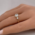 Load image into Gallery viewer, 3 Diamond Engagement Ring, Triple Stone Ring, Dainty Engagement Ring, Minimalist, 1.50ct 3 Diamonds, Lab Grown, 14k Gold