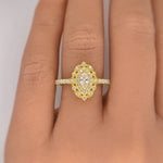 Load image into Gallery viewer, Dainty Marquise Art Deco Engagement Ring, Marquise Flower Ring, Marquise Dainty Minimalist Ring, Promise Ring, Dainty Milgrain Ring