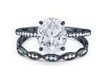 Load image into Gallery viewer, 3.85ct Oval Solitaire Engagement Ring Set, Oval Diamond Ring Set, Oval Wedding Ring Set, Bridal Ring Set