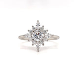 Load image into Gallery viewer, Starburst Moissanite Engagement Ring, Sparkle Dainty Ring, Star Ring, Art Deco Moissanite Ring, Flower Cluster Anniversary Ring, Bridal Ring