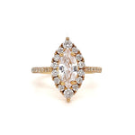 Load image into Gallery viewer, Marquise Diamond Engagement Ring, Marquise Halo Engagement Ring, Simple Minimalist Ring, Simulated Diamonds, Sterling Silver with Vermeil