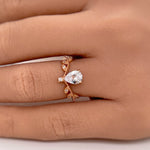 Load image into Gallery viewer, Art Deco Teardrop Ring, Leaf Pear Diamond Ring, Dainty Art Deco 0.75ct Teardrop Diamond Ring, Dainty Milgrain Ring, Sterling Silver