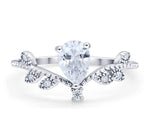 Load image into Gallery viewer, Art Deco Teardrop Ring, Leaf Pear Diamond Ring, Dainty Art Deco 0.75ct Teardrop Diamond Ring, Dainty Milgrain Ring, Sterling Silver