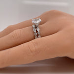 Load image into Gallery viewer, 1.50ct Oval Art Deco Engagement Ring Set, Bridal Set, Simulated Diamonds in Sterling Silver with Art Deco Design