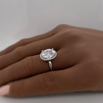 Load image into Gallery viewer, 2.50ct Oval White Topaz Halo Engagement Ring, Oval Natural White Topaz, Oval Dainty Ring