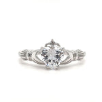 Load image into Gallery viewer, Irish Claddagh Promise Ring, Heart Simulated Diamond Accent Claddagh Engagement Ring, Traditional Irish Ring