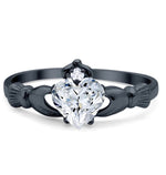 Load image into Gallery viewer, Irish Claddagh Promise Ring, Heart Simulated Diamond Accent Claddagh Engagement Ring, Traditional Irish Ring