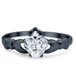 Load image into Gallery viewer, Irish Claddagh Promise Ring, Heart Simulated Diamond Accent Claddagh Engagement Ring, Traditional Irish Ring