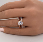 Load image into Gallery viewer, 2.00ct Oval Art Deco Engagement Ring Set, 3 Ring Solitaire Ring Twisted Band Set, Solitaire Art Deco Engagement Set