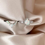 Load image into Gallery viewer, Opal Engagement Ring Set, Art Deco Fitted Opal Ring Set, Opal Bridal Set, Wedding Ring Opal Band, Pear Opal Ring