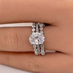 Load image into Gallery viewer, 2.00ct Oval Art Deco Engagement Ring Set, 3 Ring Solitaire Ring Twisted Band Set, Solitaire Art Deco Engagement Set