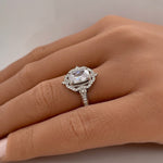 Load image into Gallery viewer, Radiant Cut Art Deco Engagement Ring, Unique Vintage Art Nouveau Engagement Ring, Radiant Cut Art Deco Halo Ring