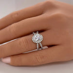 Load image into Gallery viewer, Oval Halo Infinity Diamond Engagement Ring, Oval Halo X Design Wedding Ring, Sterling Silver, Infinity Twist Engagement Ring, Promise Ring