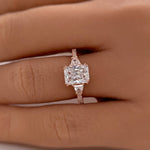 Load image into Gallery viewer, 2.00ct Radiant Cut Engagement Ring, Radiant & Trapezoid Diamond Solitaire Ring, Simulated Diamonds, Sterling Silver with Vermeil, Minimalist