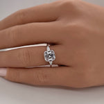 Load image into Gallery viewer, 3.00ct Asscher Cut Solitaire, Art Deco Asscher Diamond with side Baguette, Engagement Ring, Proposal Ring, Bridal Ring, Simulated Diamond