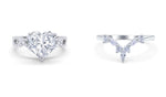 Load image into Gallery viewer, 3.00ct Heart Engagement Ring Set, Infinity Heart Ring with Fitted Chevron Band , Heart Diamond Ring Set, Wedding Ring Set