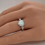 Load image into Gallery viewer, Heart Opal Engagement Ring, Opal Heart Engagement Ring, Opal Wedding Ring, Heart Halo Diamond Ring, Promise Ring, Proposal Ring, Bridal Ring