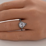 Load image into Gallery viewer, Kite Diamond Engagement Ring, Triangle Halo Engagement Ring, Pear Diamond Halo Ring, Kite Statement Ring, Coffin Unique Engagement Ring