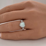 Load image into Gallery viewer, Heart Opal Engagement Ring, Opal Heart Engagement Ring, Opal Wedding Ring, Heart Halo Diamond Ring, Promise Ring, Proposal Ring, Bridal Ring