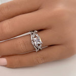 Load image into Gallery viewer, Princess Cut Diamond Art Deco Engagement Ring Set, Square Diamond with Marquise Band, Wedding Ring Art Deco Set Twisted Band Infinity Band