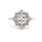 Load image into Gallery viewer, Art Deco Princess Engagement Ring, Princess Diamond, Square Antique Cluster Ring, Wedding Ring Princess Engagement Ring