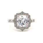 Load image into Gallery viewer, Art Deco Cushion Engagement Ring, Cushion Cut Diamond, Antique Ring, Wedding Ring, Art Deco Halo Proposal Ring