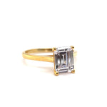 Load image into Gallery viewer, 1.75ct Emerald Cut Engagement Ring, Emerald Solitaire Ring, Simulated Diamonds, Sterling Silver, Gold, Rose Gold Vermeil, Dainty Minimalist
