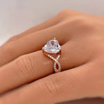 Load image into Gallery viewer, 3.00ct Heart Engagement Ring, Infinity Heart Rose Gold Ring, Heart Diamond Statement Ring, Large Heart Ring, Infinity Engagement Ring