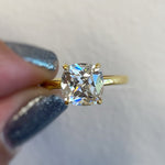 Load image into Gallery viewer, 3.00ct Cushion Cut Moissanite Engagement Ring, Cushion Cut Moissanite, Solitaire Ring, Sterling Silver with Vermeil