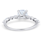 Load image into Gallery viewer, 1.00ct 4 Prong Round Diamond Solitaire Ring, Art Deco Solitaire Ring Marquise Side Stones, Sterling Silver with Gold and Rose Gold Vermeil