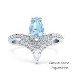 Load image into Gallery viewer, Art Deco Pear Engagement Ring, Pear Cluster, Wedding Ring ,Pear Diamond, Art Deco Engagement Ring, Accent Ring