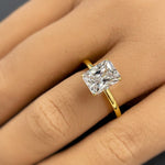 Load image into Gallery viewer, 2.50ct Radiant Cut Moissanite Engagement Ring, Radiant Solitaire Ring, Moissanite, Sterling Silver, Gold, Rose Gold Vermeil