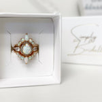 Load image into Gallery viewer, Opal Engagement Ring Set, 3 Ring Set Art Deco Fitted Opal Ring Set, Opal Bridal Set, Wedding Ring Opal Band, Bridal Set