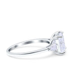 Load image into Gallery viewer, 3.00ct Asscher Cut Solitaire, Art Deco Asscher Diamond with side Baguette, Engagement Ring, Proposal Ring, Bridal Ring, Simulated Diamond